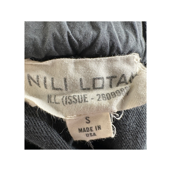 Nili Lotan S Slouchy Elastic Waist LINEN Luna Pant Crop Washed Black Drop Crotch - Picture 6 of 7
